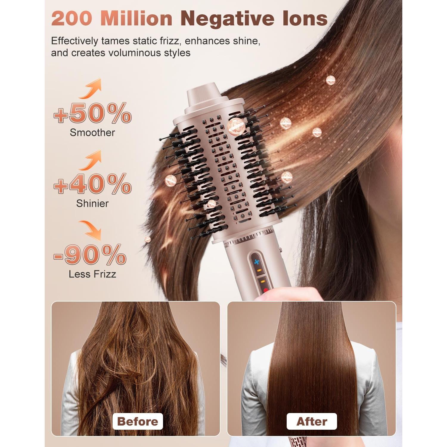 7 in 1 Hair Styler & Hair Dryer Brush, 110,000 RPM High-Speed Blow Dryer with Negative Ions for Frizz-Free Styling Fast Drying Curling Volumizing Straightening, Hot Air Styler with Travel Case