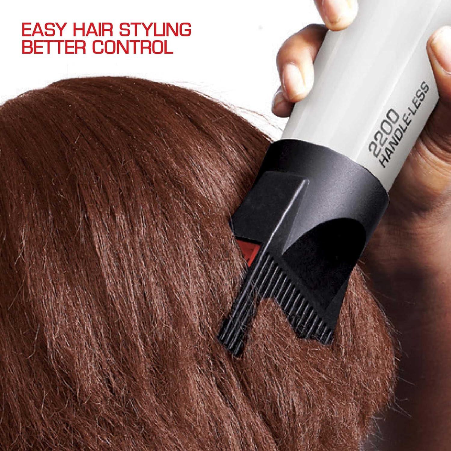 Red by KISS HandleLess Blow Dryer 2200W Ceramic Tourmaline White Color, 3 Heat Settings, Pik and Diffuser Included Comfortable Grip, Ionic for Frizz-Free Shine, Detangler & Straightening
