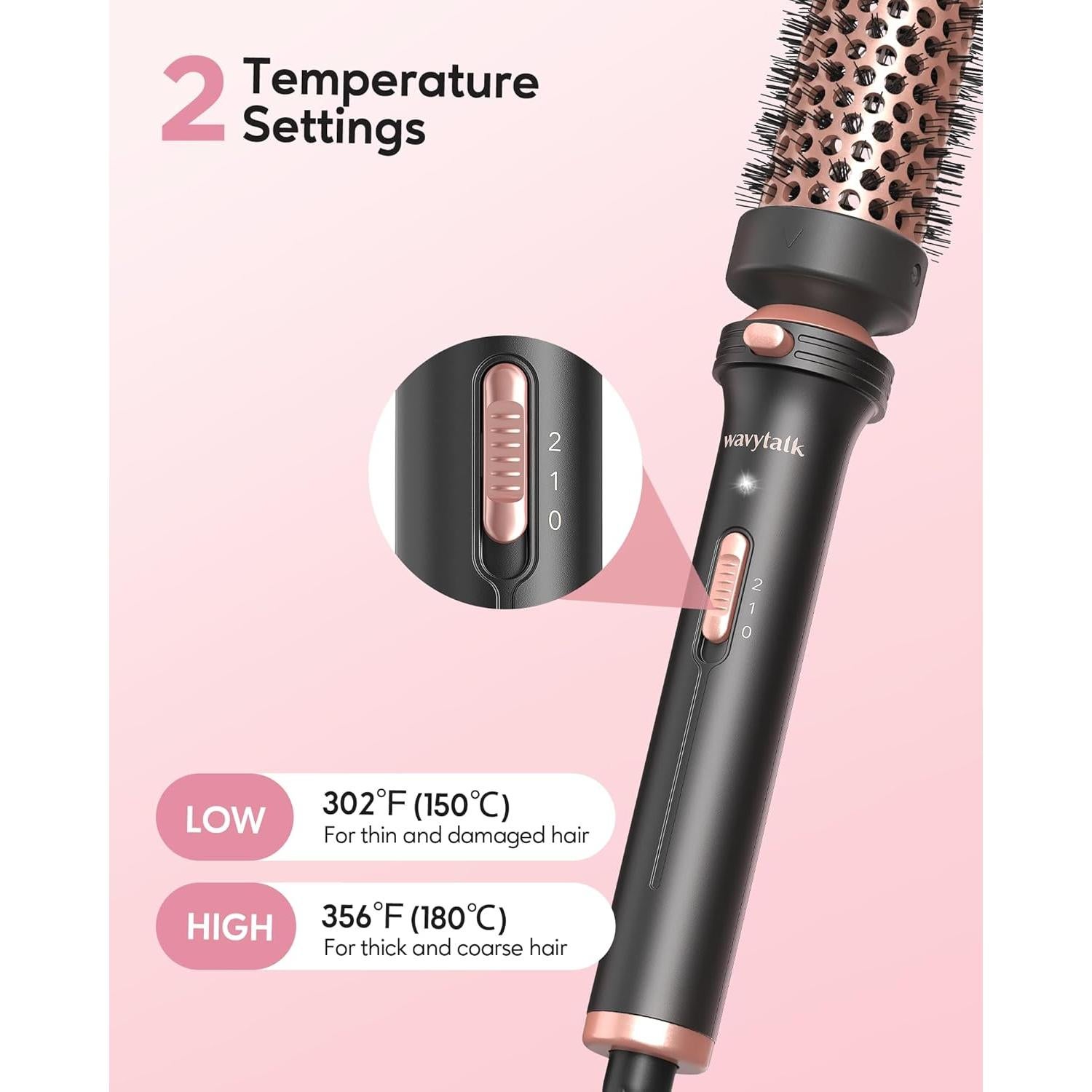 Cepillo Térmico Wavytalk Oro Rosa 3,81 cm Doble Voltaje