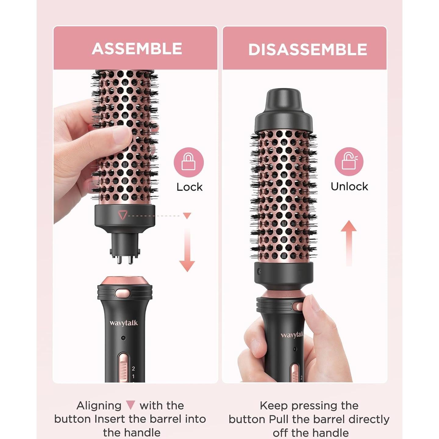 Cepillo Térmico Wavytalk Oro Rosa 3,81 cm Doble Voltaje