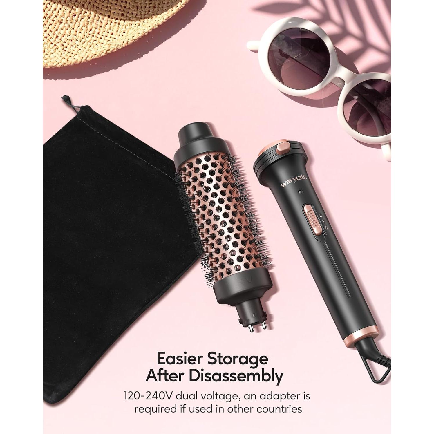 Cepillo Térmico Wavytalk Oro Rosa 3,81 cm Doble Voltaje