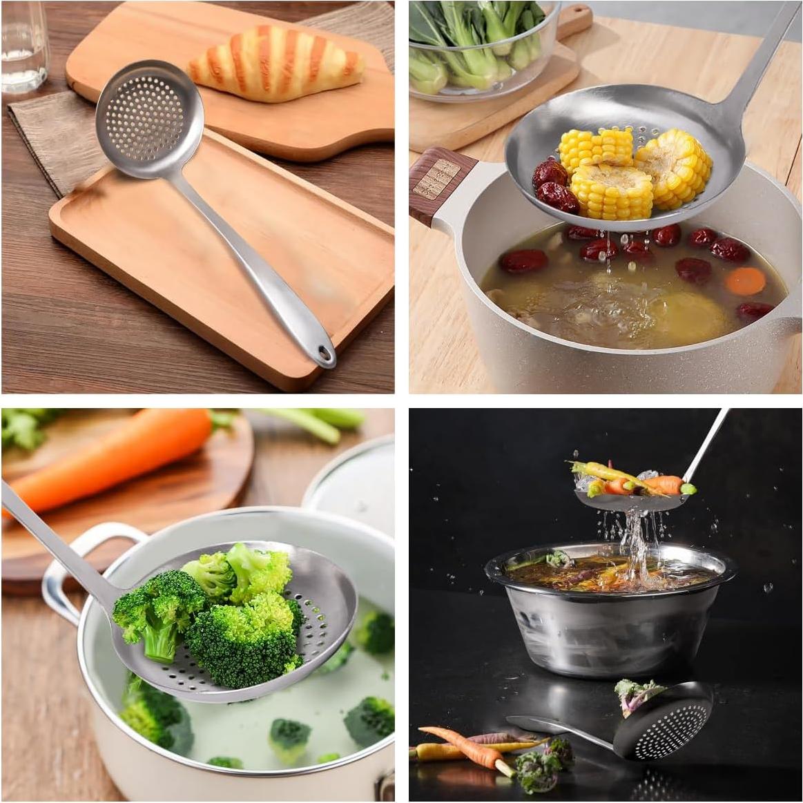 Cuchara de escurrir ranurada TLIOCAS de acero inoxidable 35 cm