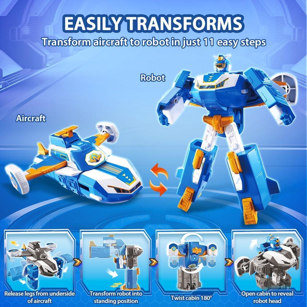 Super Wings Juguete Aeronave Transformable Robot 17cm