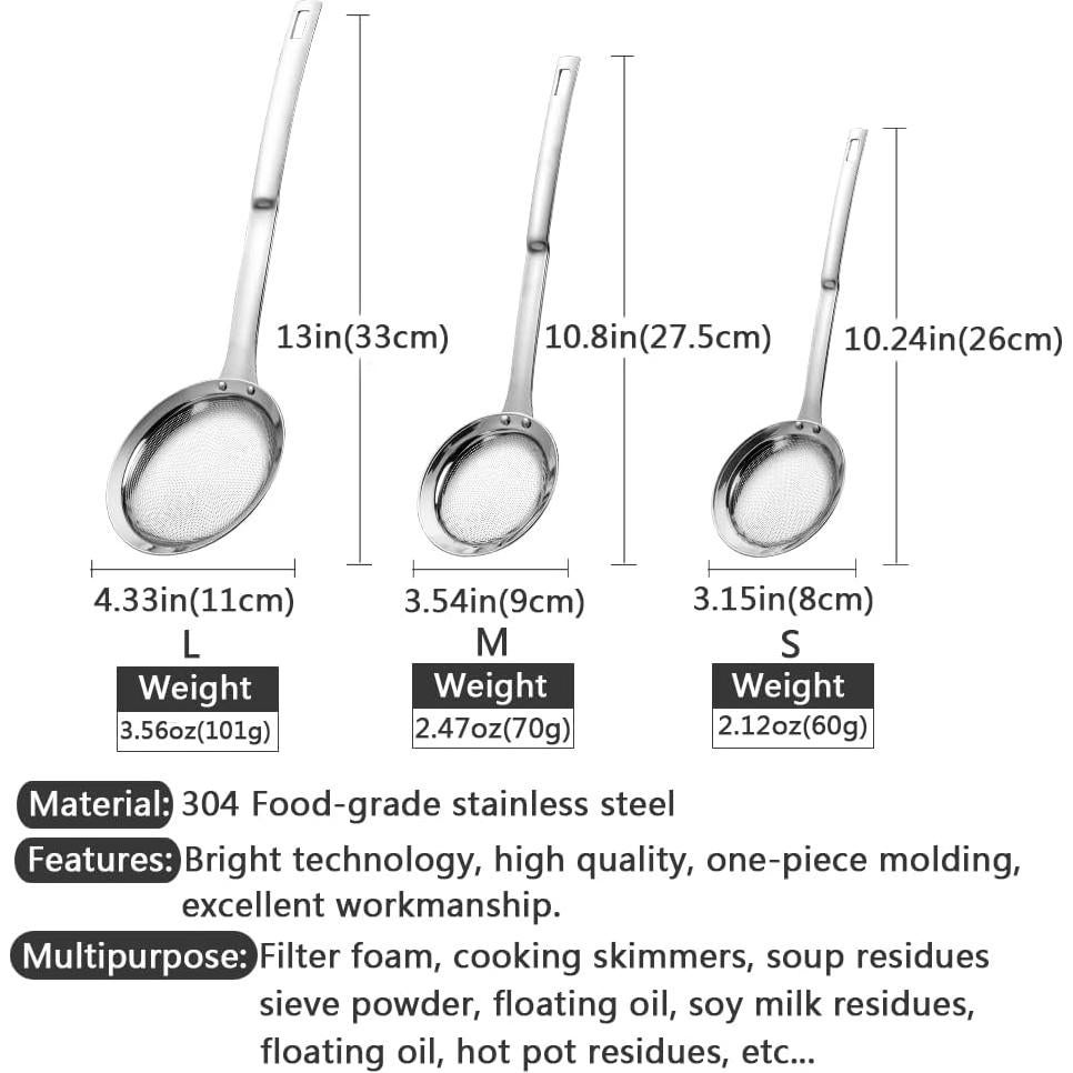 Juego de coladores de acero inoxidable Hvanam 3 piezas