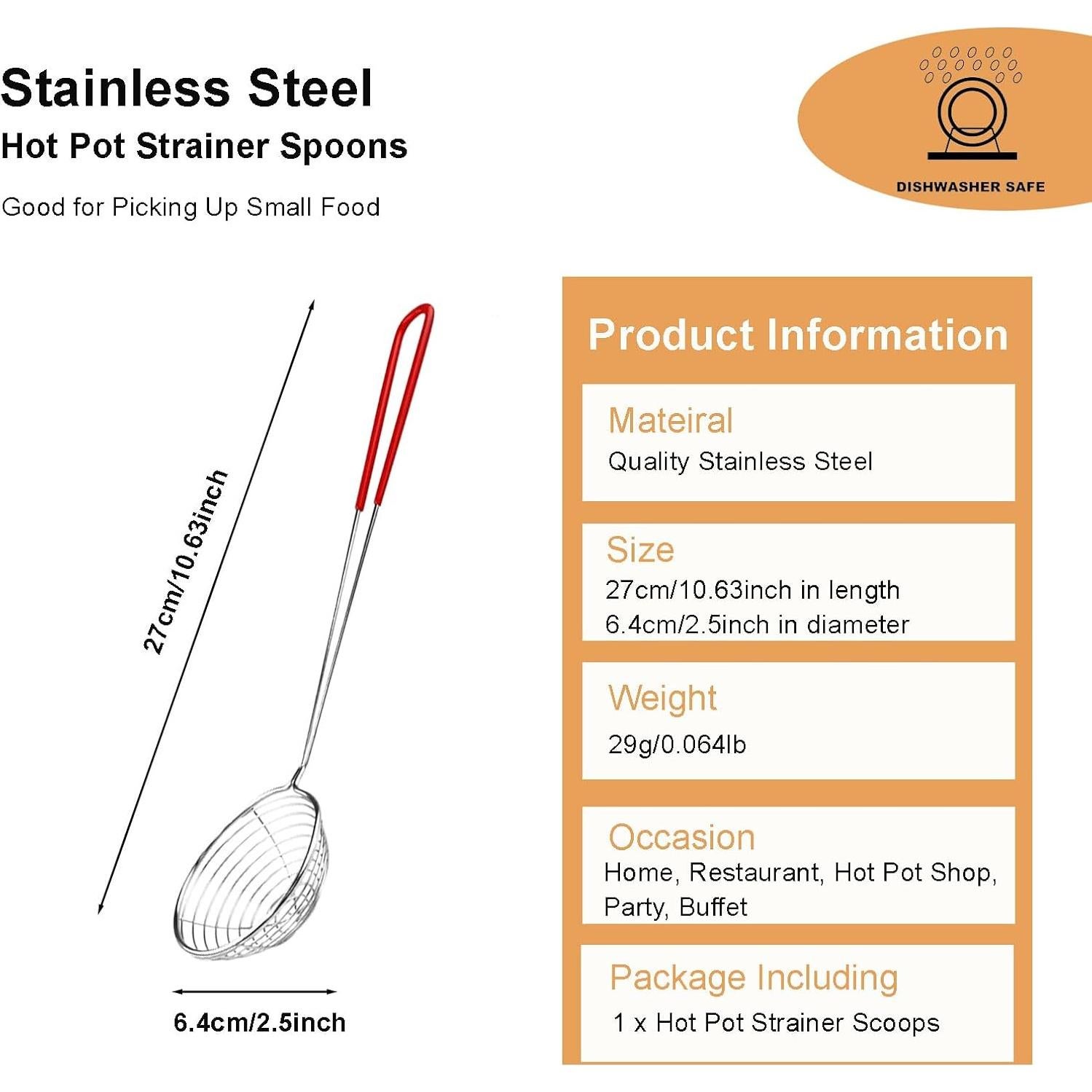 Cuchara colador de acero inoxidable Ragyzity 27 cm roja