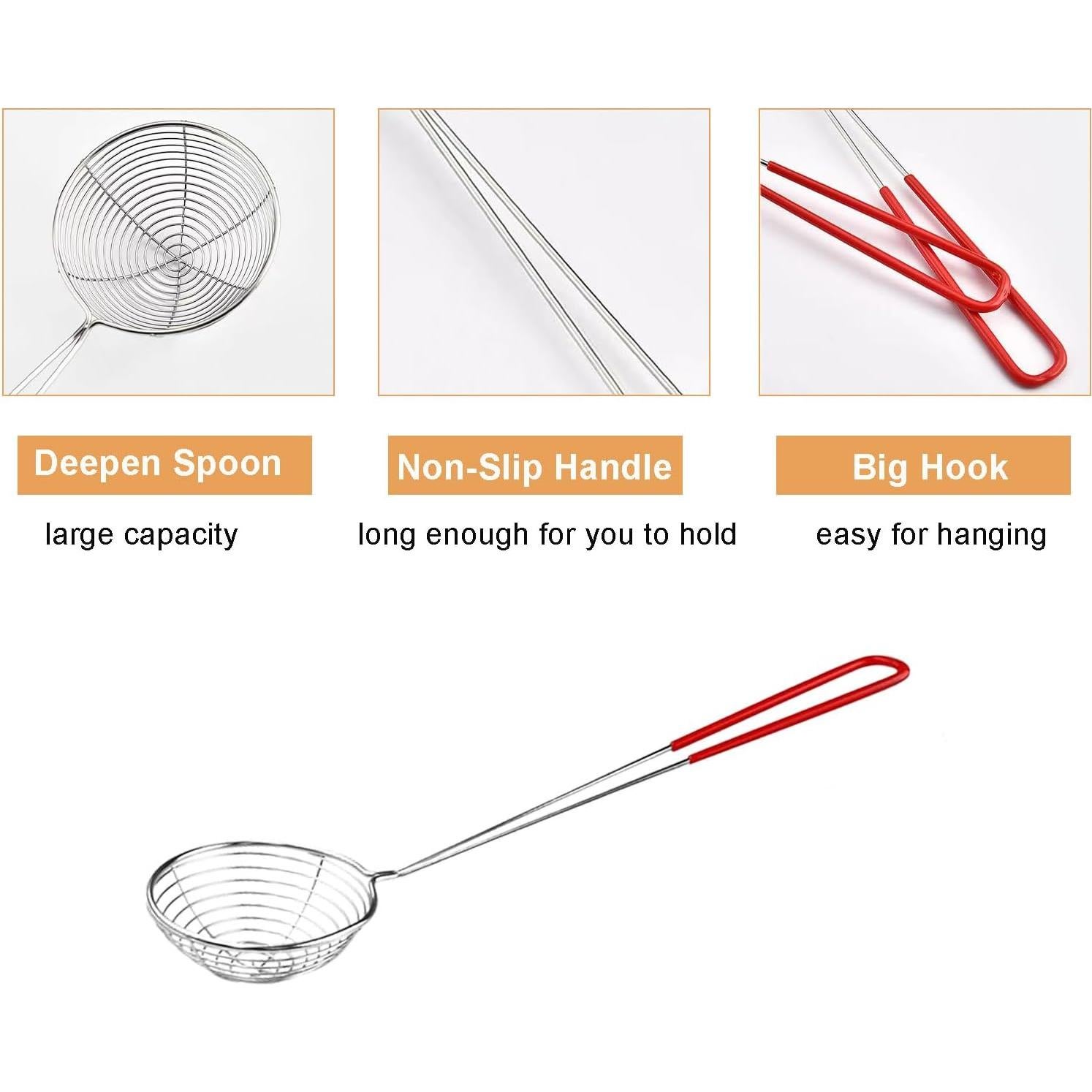 Cuchara colador de acero inoxidable Ragyzity 27 cm roja