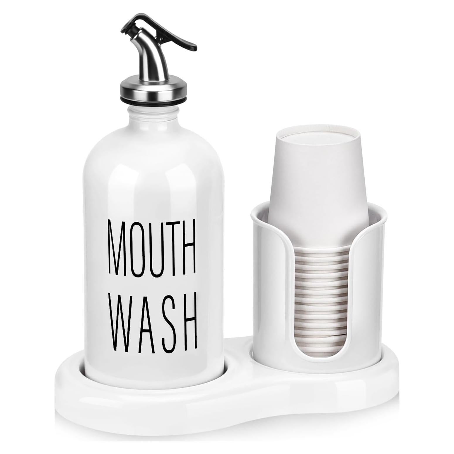 Dispensador de Enjuague Bucal BYAWAY Blanco con 14 Vasos