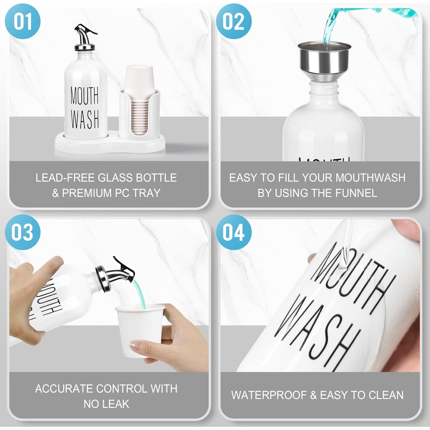 Dispensador de Enjuague Bucal BYAWAY Blanco con 14 Vasos