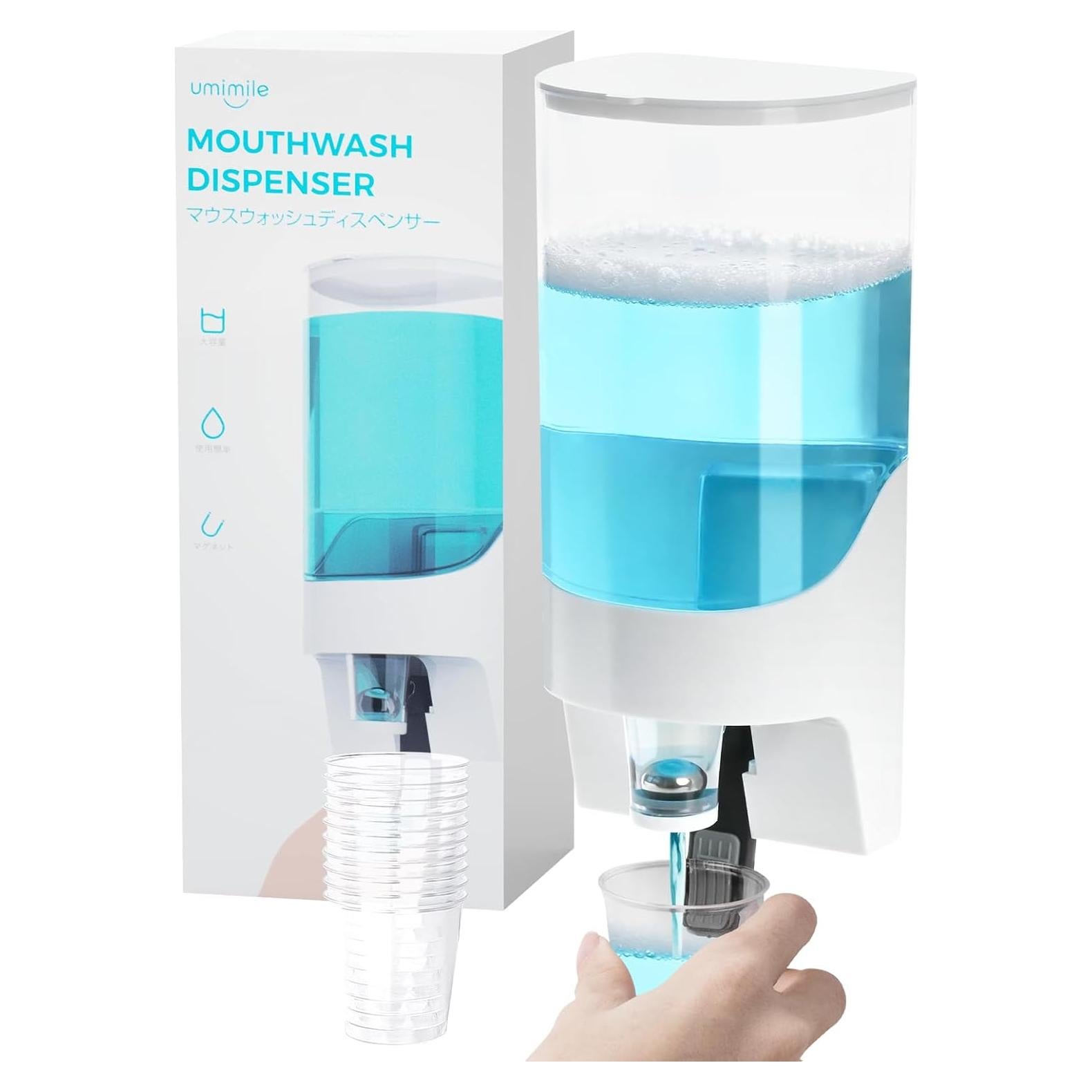 Dispensador de Enjuague Bucal Umimile Blanco 900 ml Montado