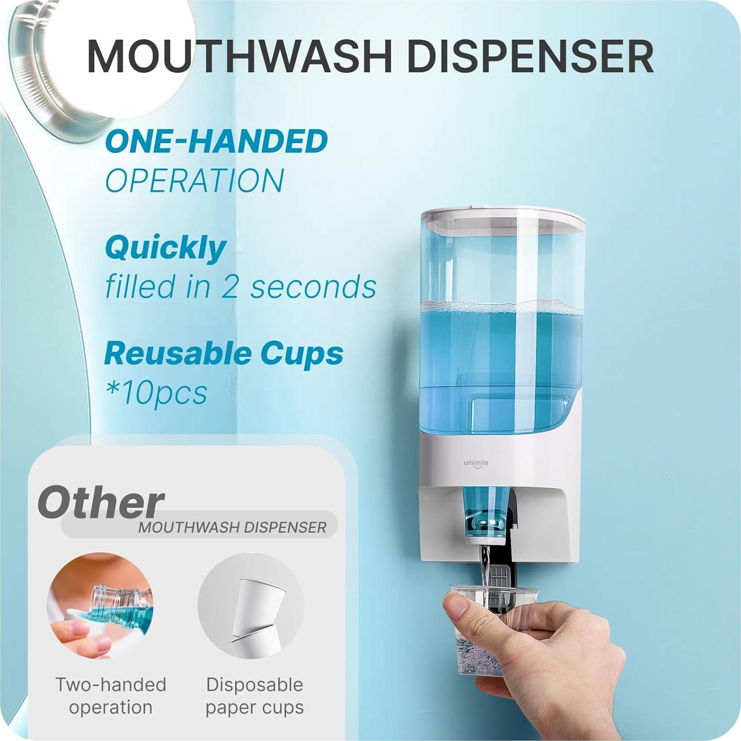 Dispensador de Enjuague Bucal Umimile Blanco 900 ml Montado