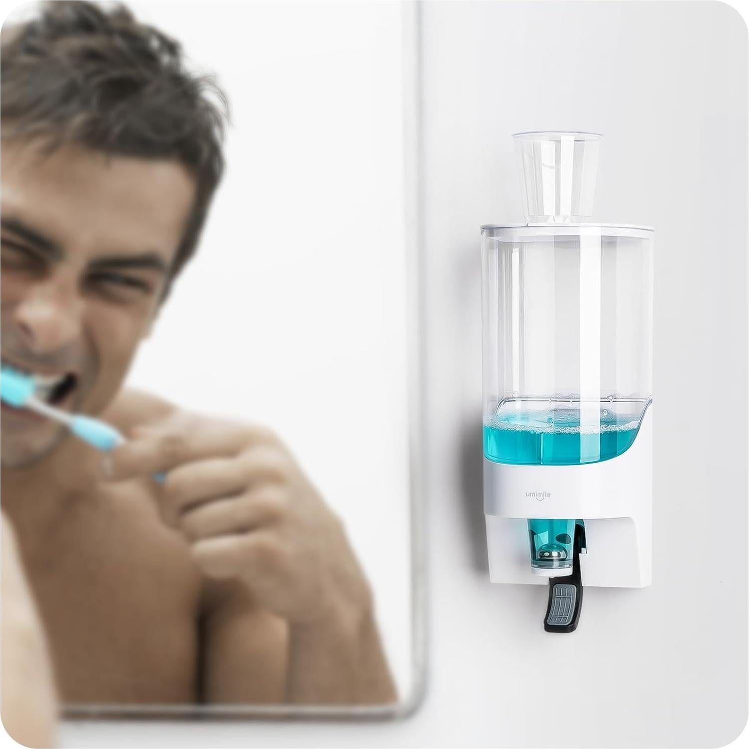 Dispensador de Enjuague Bucal Umimile Blanco 900 ml Montado