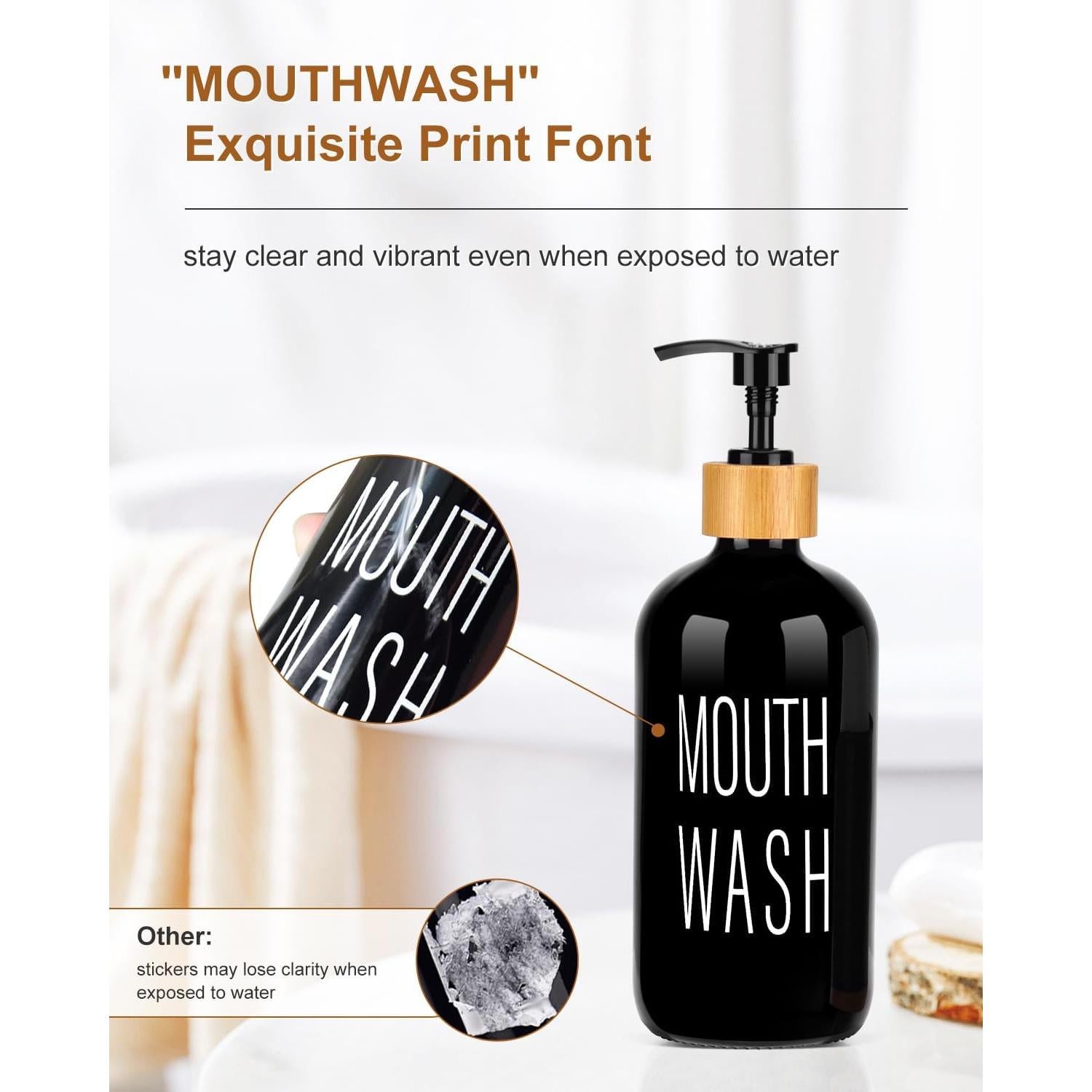 Dispensador de Enjuague Bucal Vidrio con Soporte Negro 89,57 ml