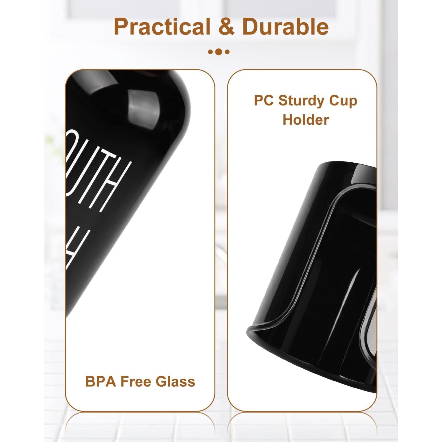 Dispensador de Enjuague Bucal Vidrio con Soporte Negro 89,57 ml