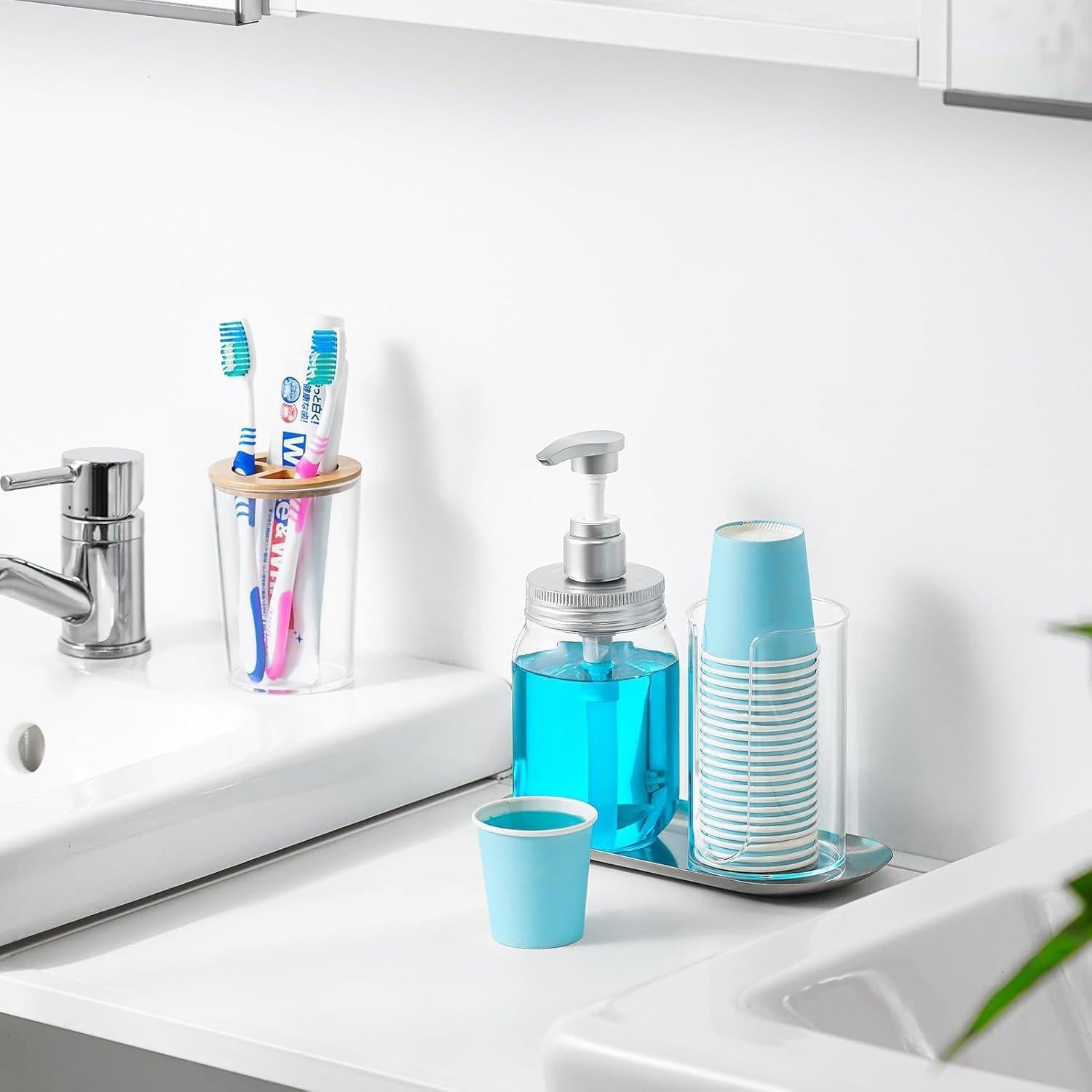 Dispensador de Enjuague Bucal VITVITI 450ml con Soporte