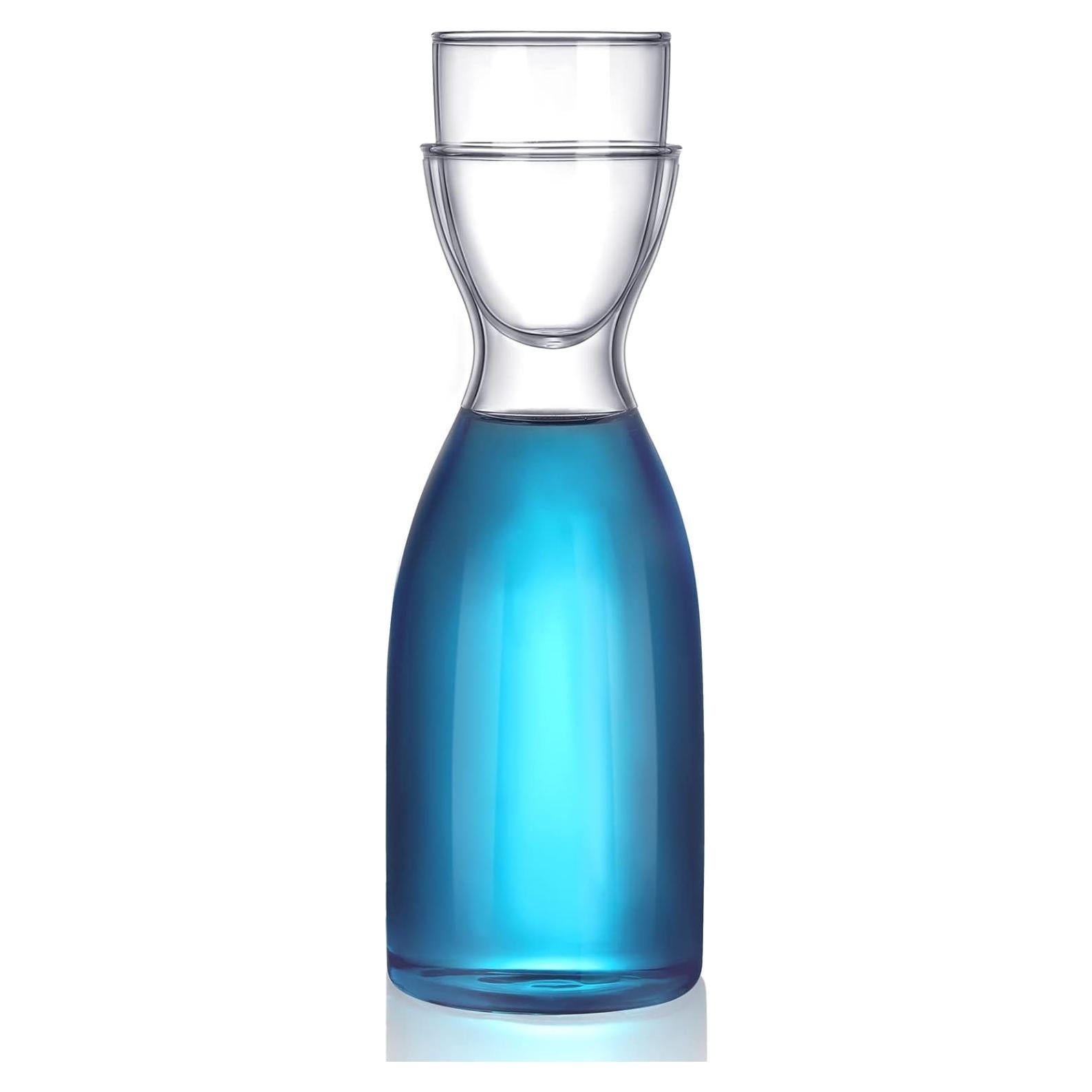 Juego de jarra y vaso de vidrio CHENGU 600 ml transparente