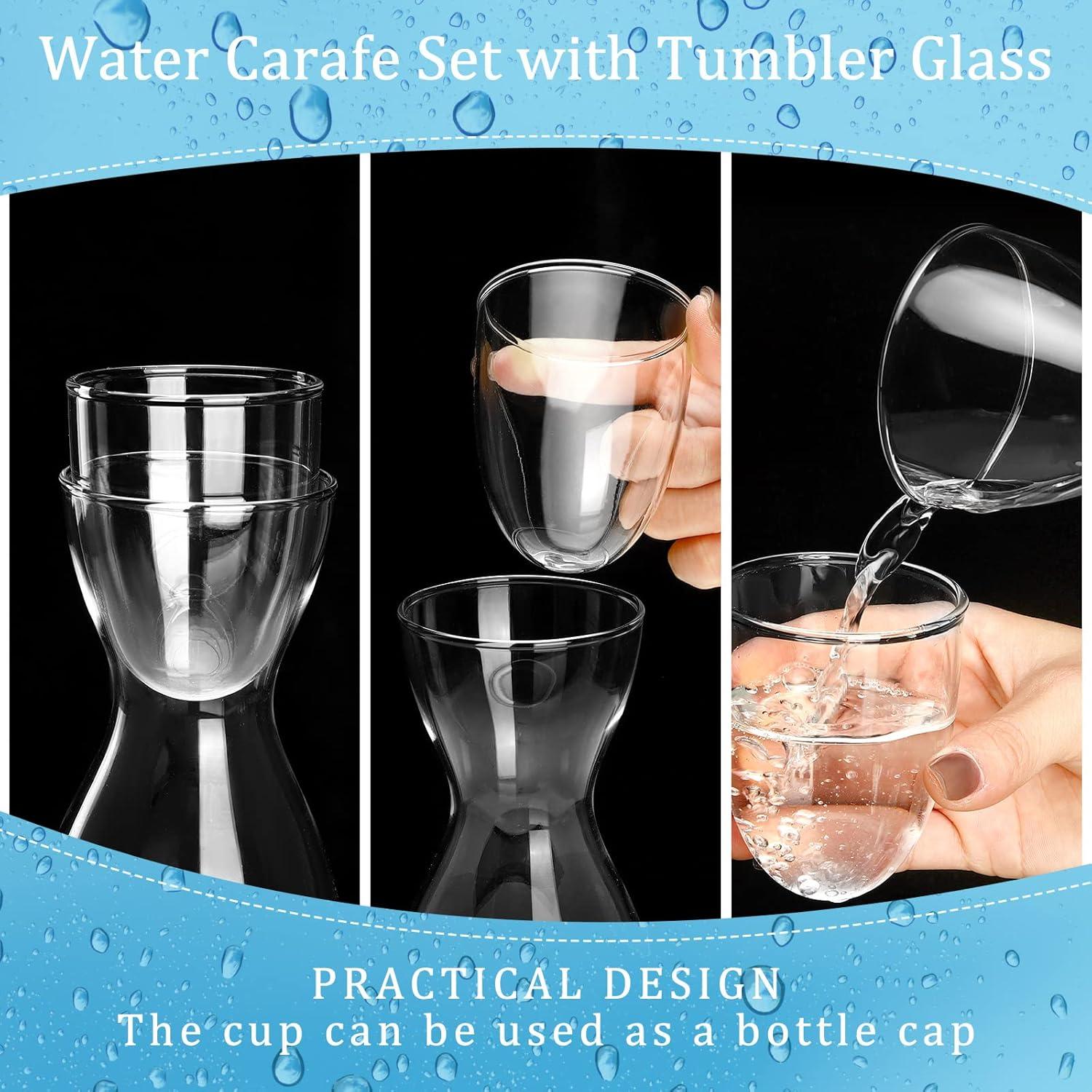 Juego de jarra y vaso de vidrio CHENGU 600 ml transparente