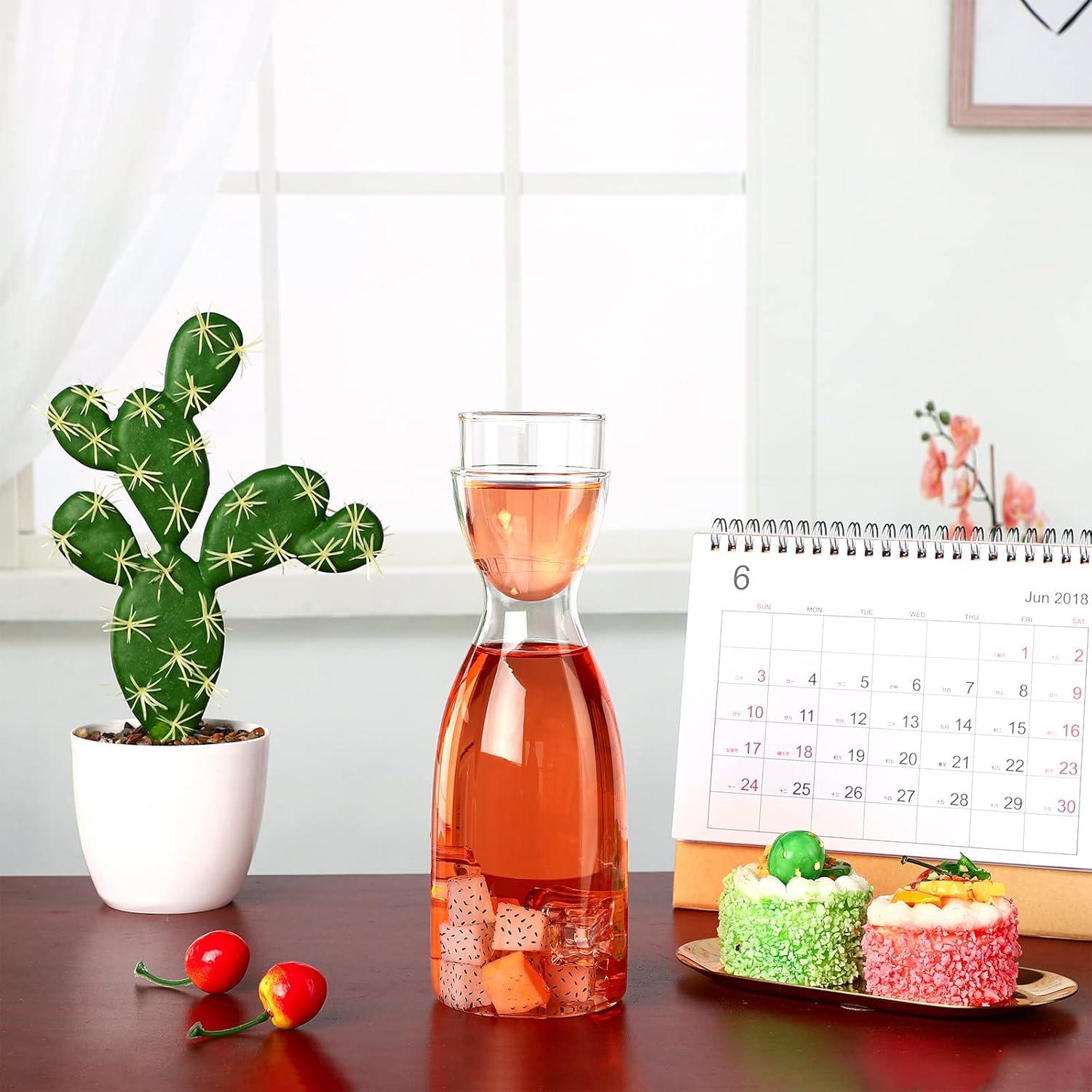 Juego de jarra y vaso de vidrio CHENGU 600 ml transparente