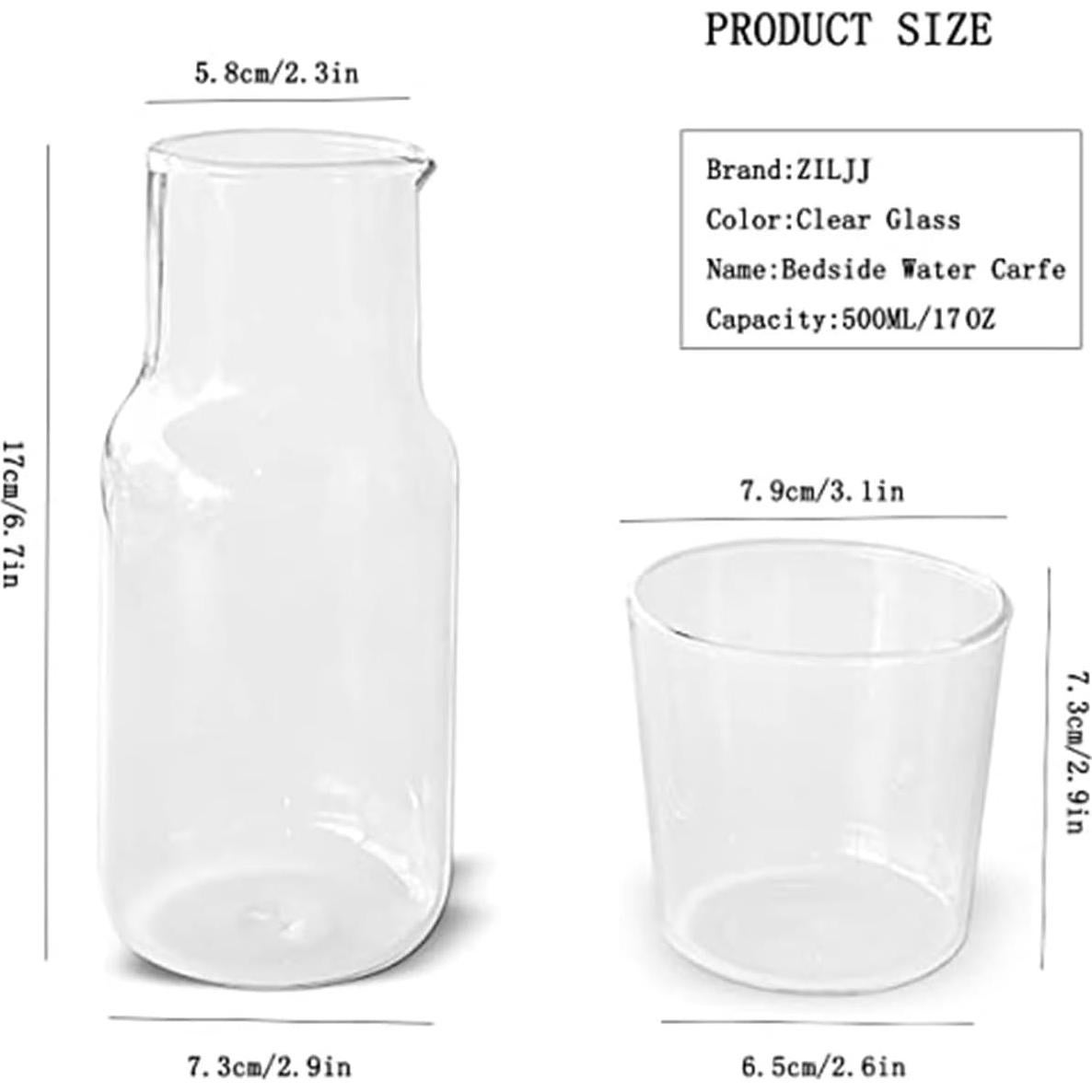 Juego de jarra y vaso de vidrio ZILJJ 500ml transparente