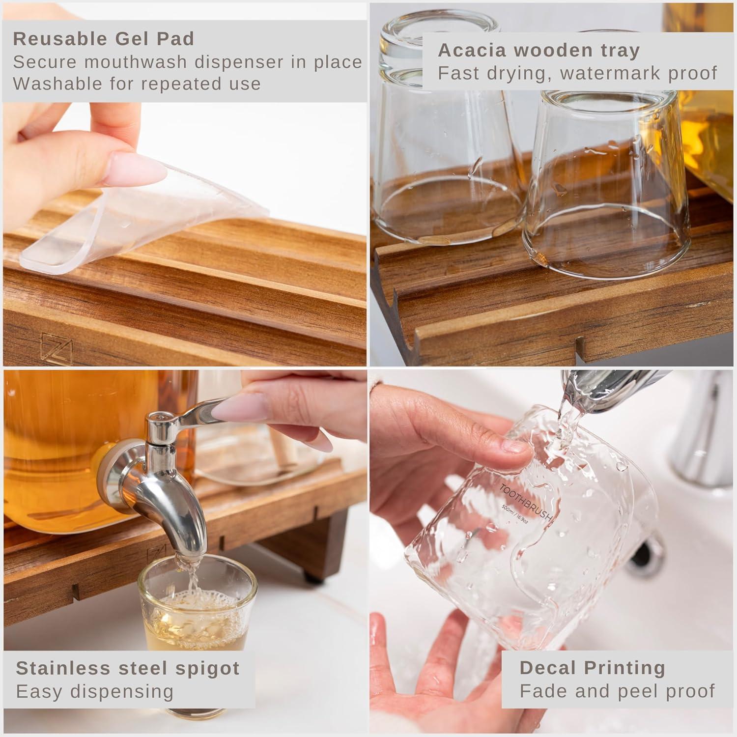 Juego de Accesorios de Baño ZUTT 5 Piezas Vidrio y Madera