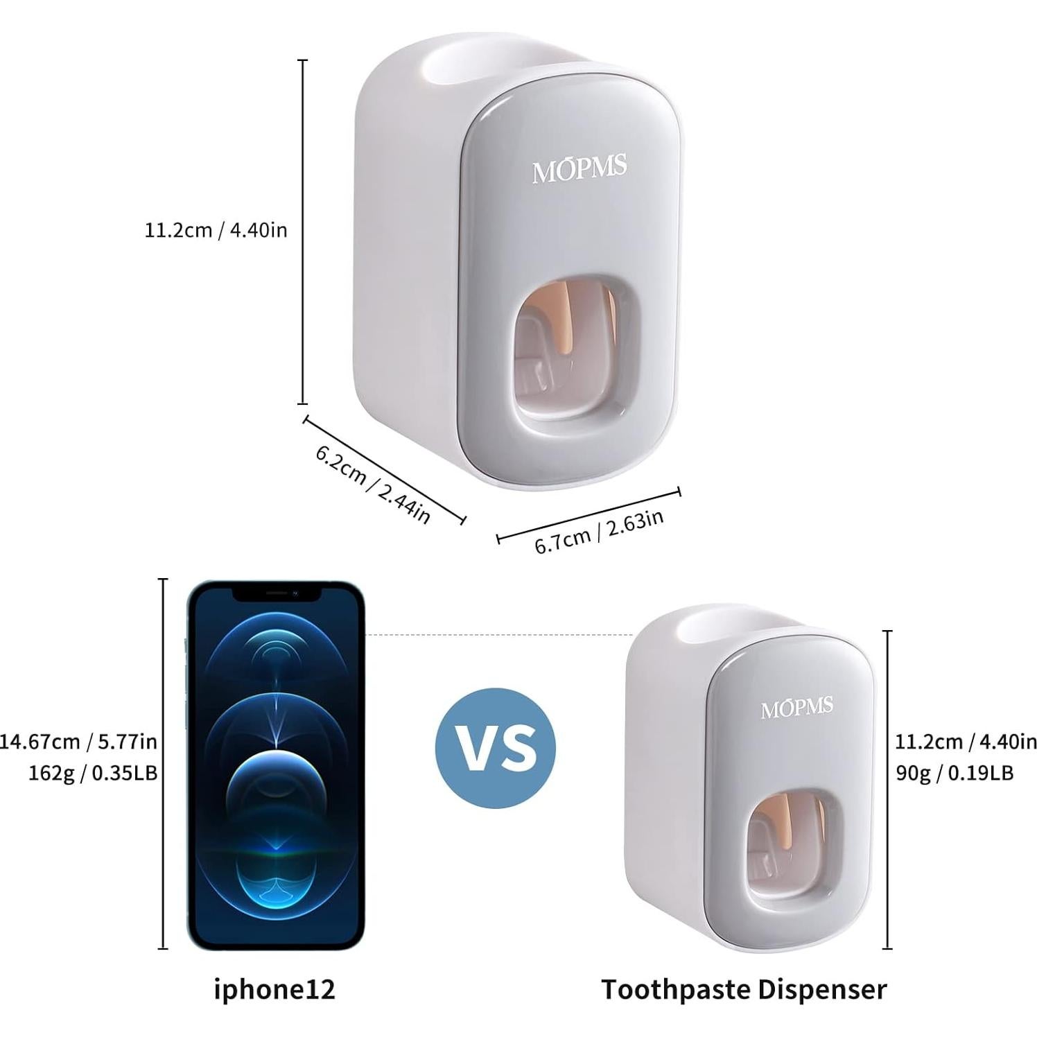 Dispensador de Pasta de Dientes MOPMS Automático Gris 1 Unidad