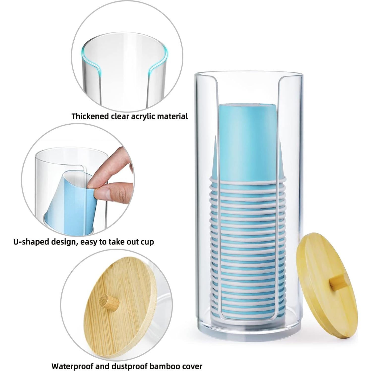 Dispensador de Tazas de Baño IWNTWY Acrílico Transparente