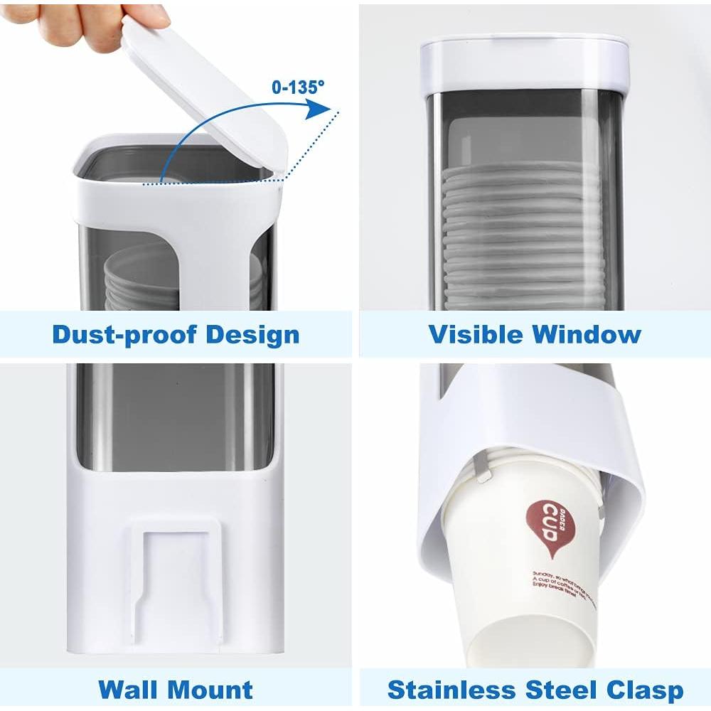 Dispensador de Tazas IWNTWY Blanco para Tazas de 3oz-5oz