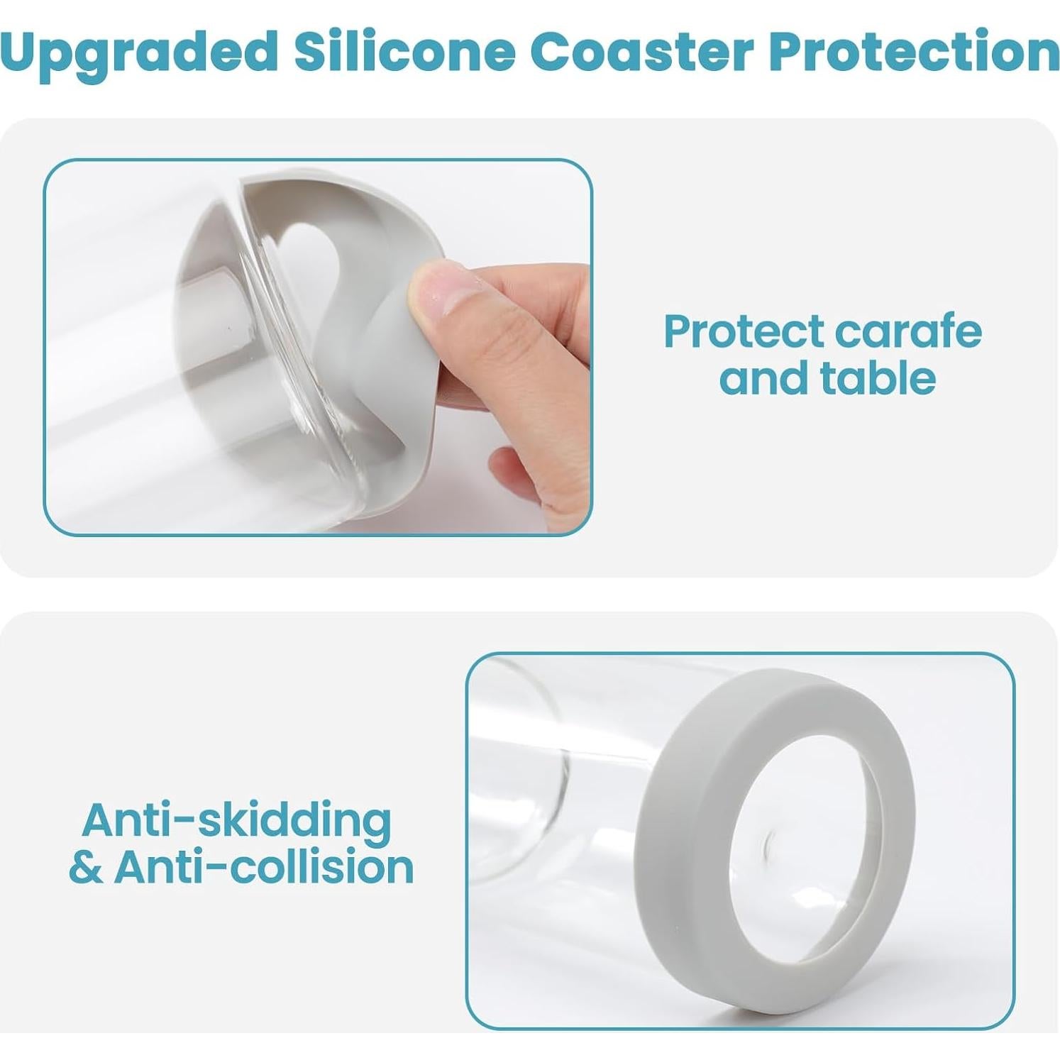 Juego de Jarra y Vaso de Noche Wikapy 532 ml con Posavasos