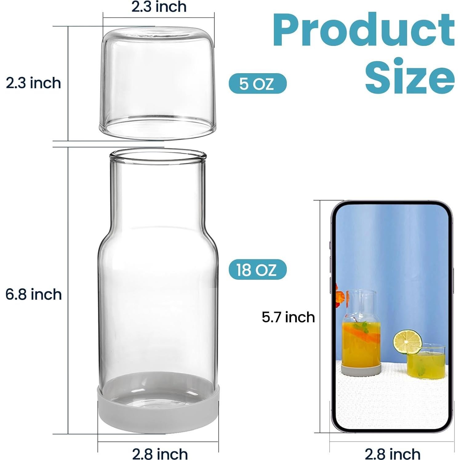 Juego de Jarra y Vaso de Noche Wikapy 532 ml con Posavasos