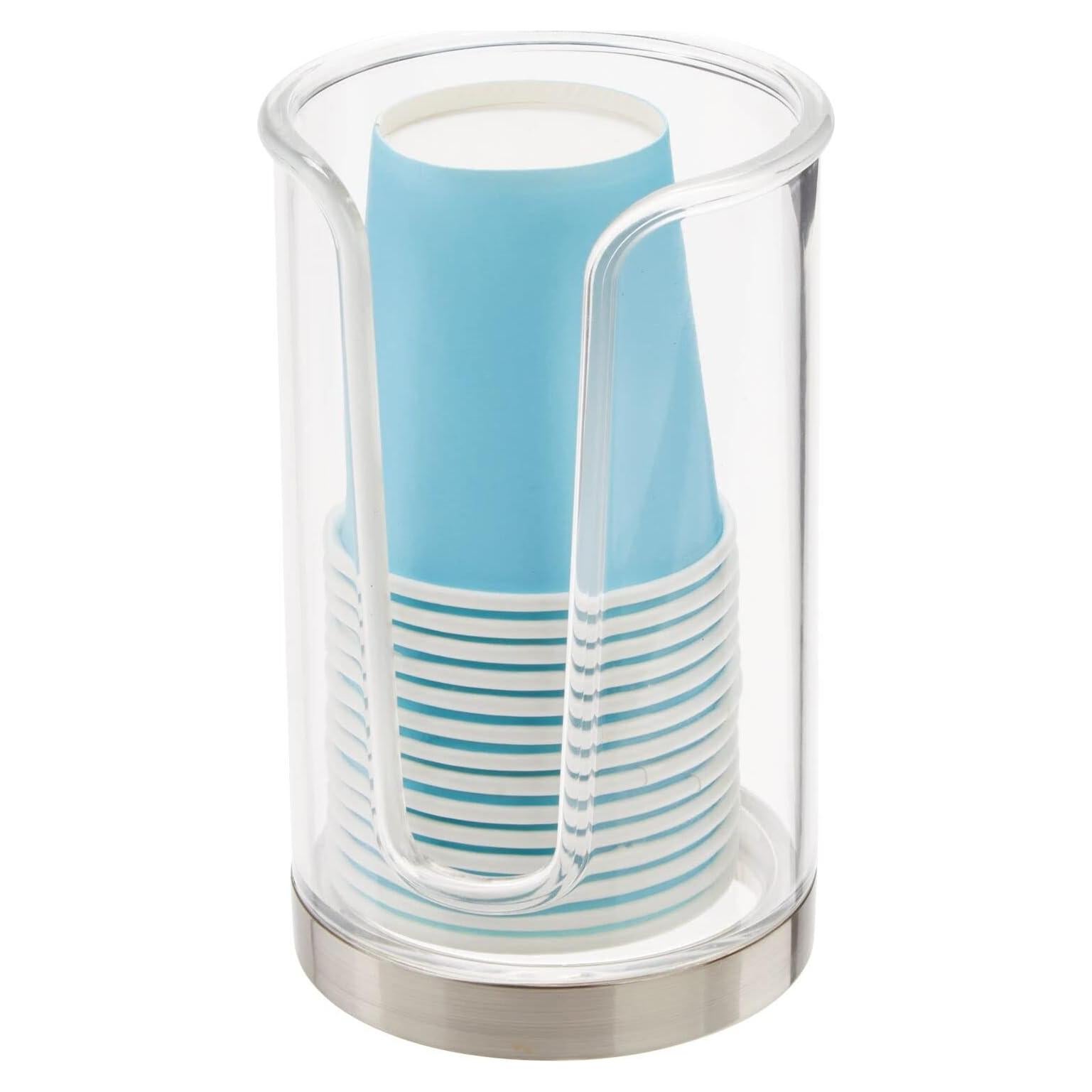 Dispensador de Vasos Desechables mDesign 3 oz Claro/Cromo
