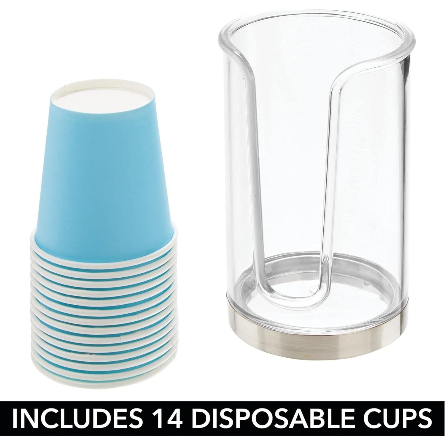 Dispensador de Vasos Desechables mDesign 3 oz Claro/Cromo