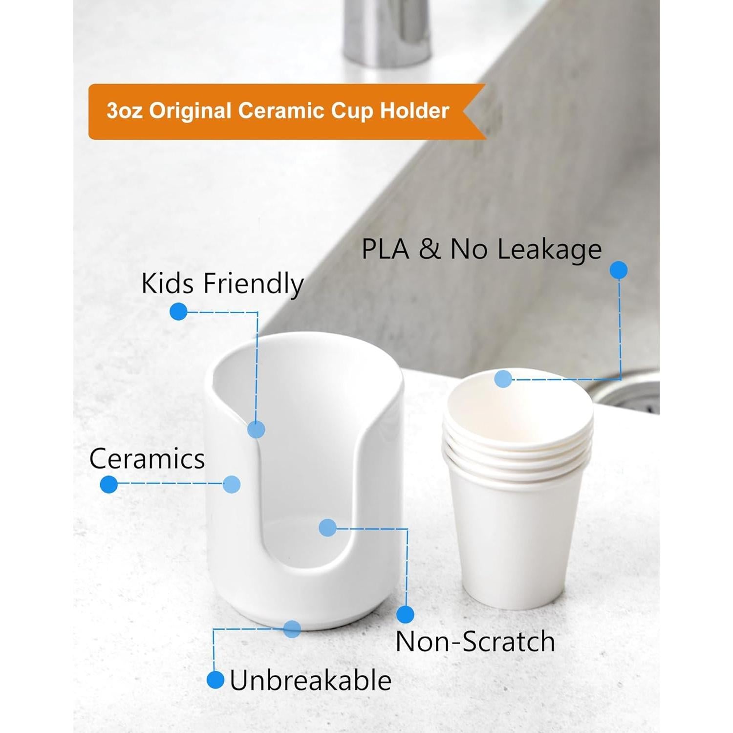 Dispensador de Tazas de Cerámica Viosuniu 3 oz Blanco