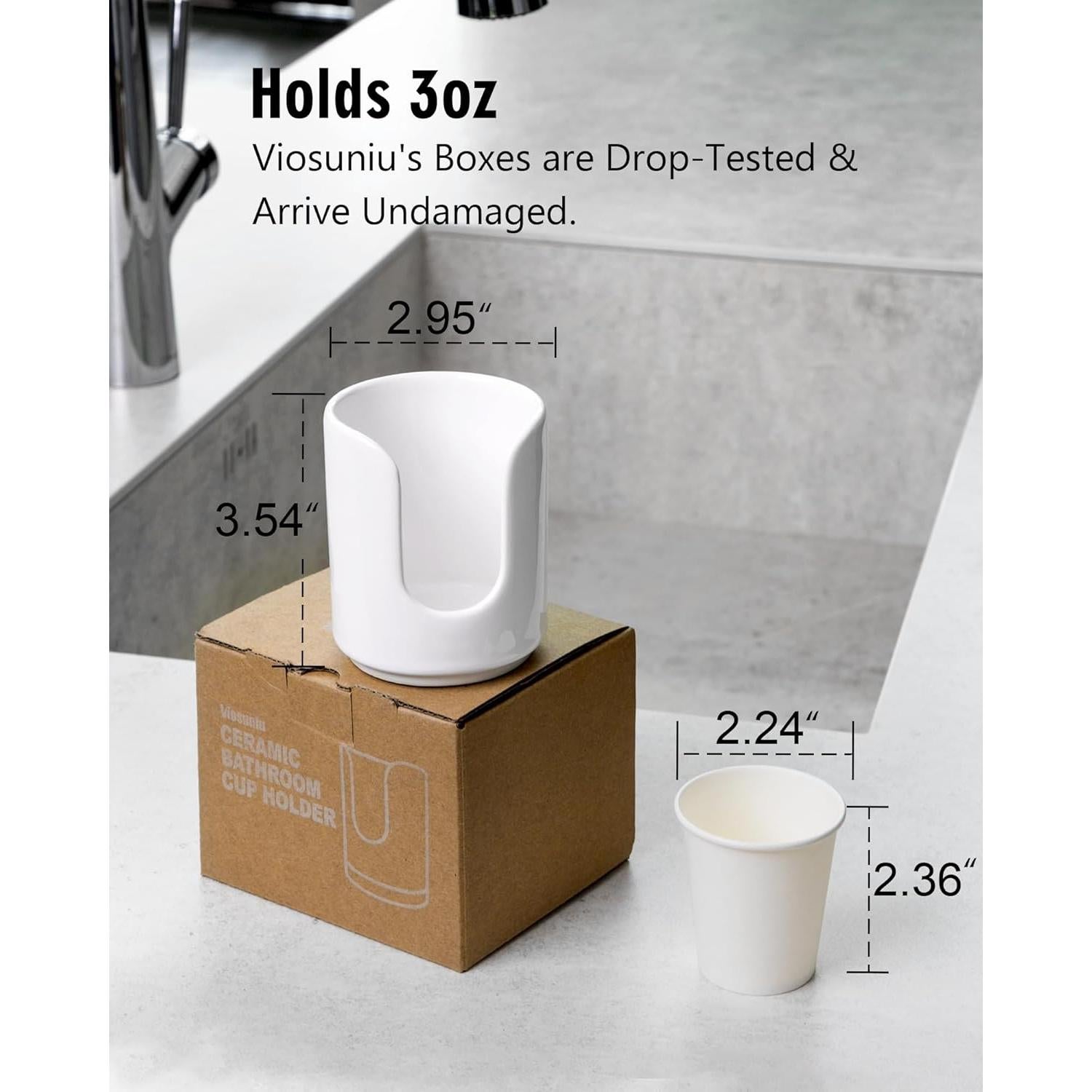 Dispensador de Tazas de Cerámica Viosuniu 3 oz Blanco