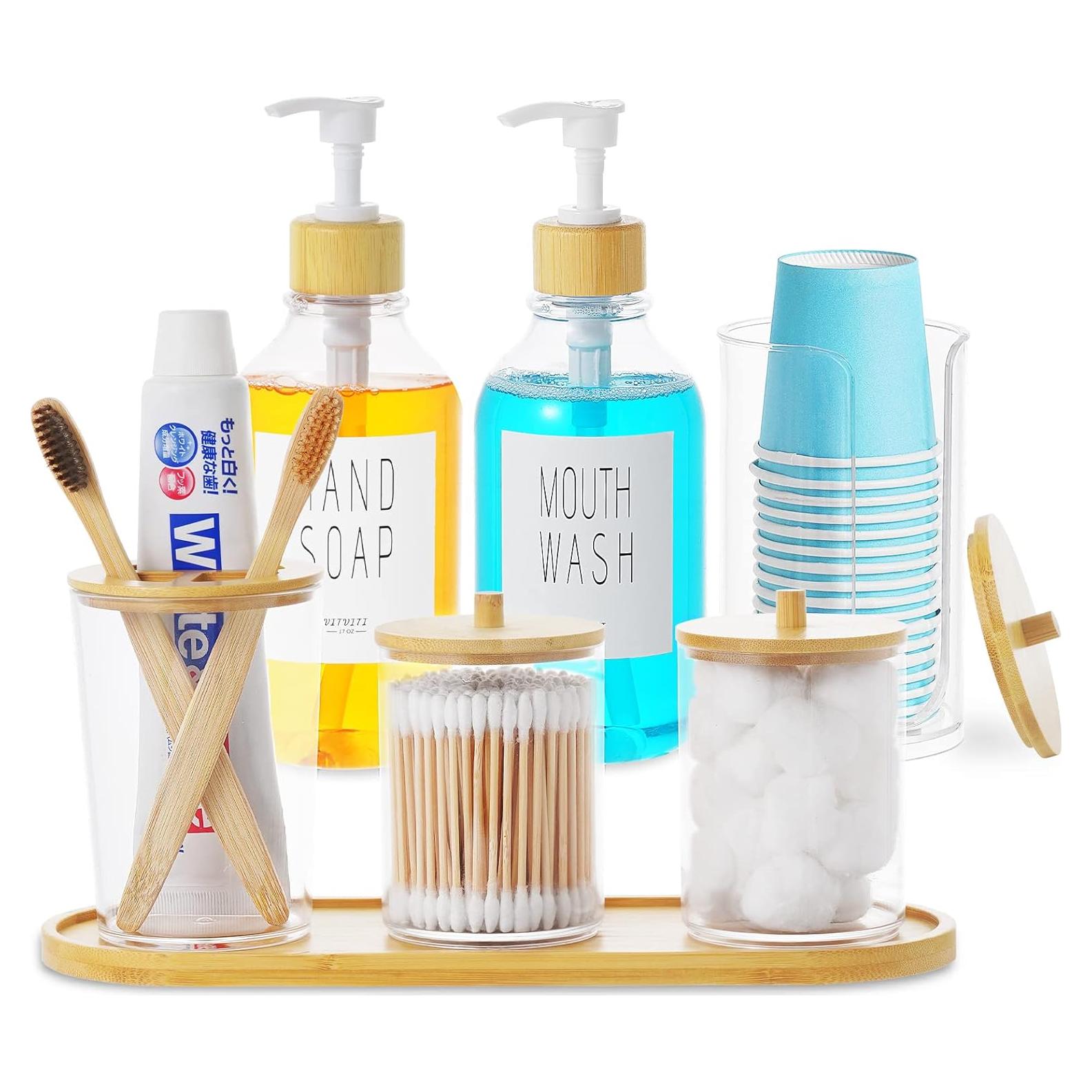 Set de Accesorios de Baño VITVITI 7 Piezas Plástico y Bambú