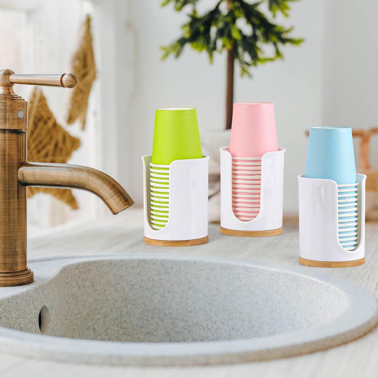 Soporte para Vasos de Baño Tbestmax 3 Piezas Blanco