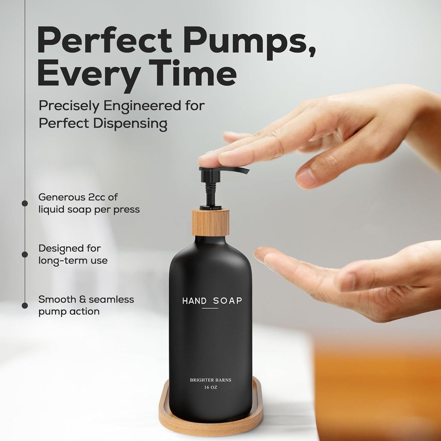 Juego dispensador de jabón y loción Brighter Barns vidrio negro