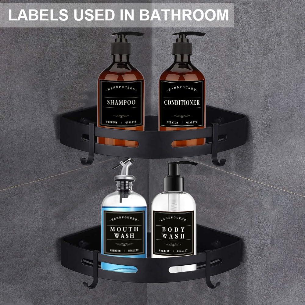 Etiquetas Impermeables Amzlabel 24 Pcs Negro para Baño