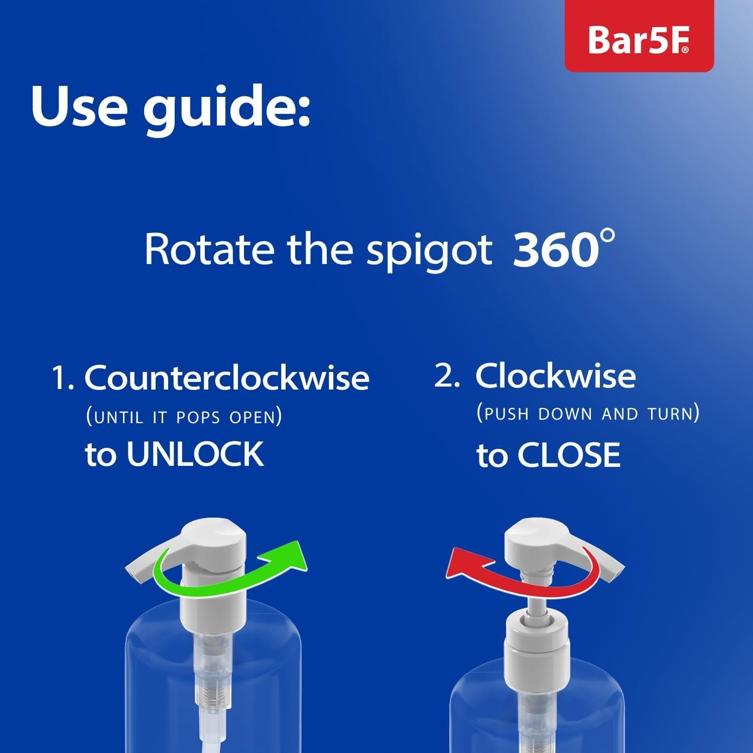 Botella de bomba Bar5F 1L clara para champú y loción