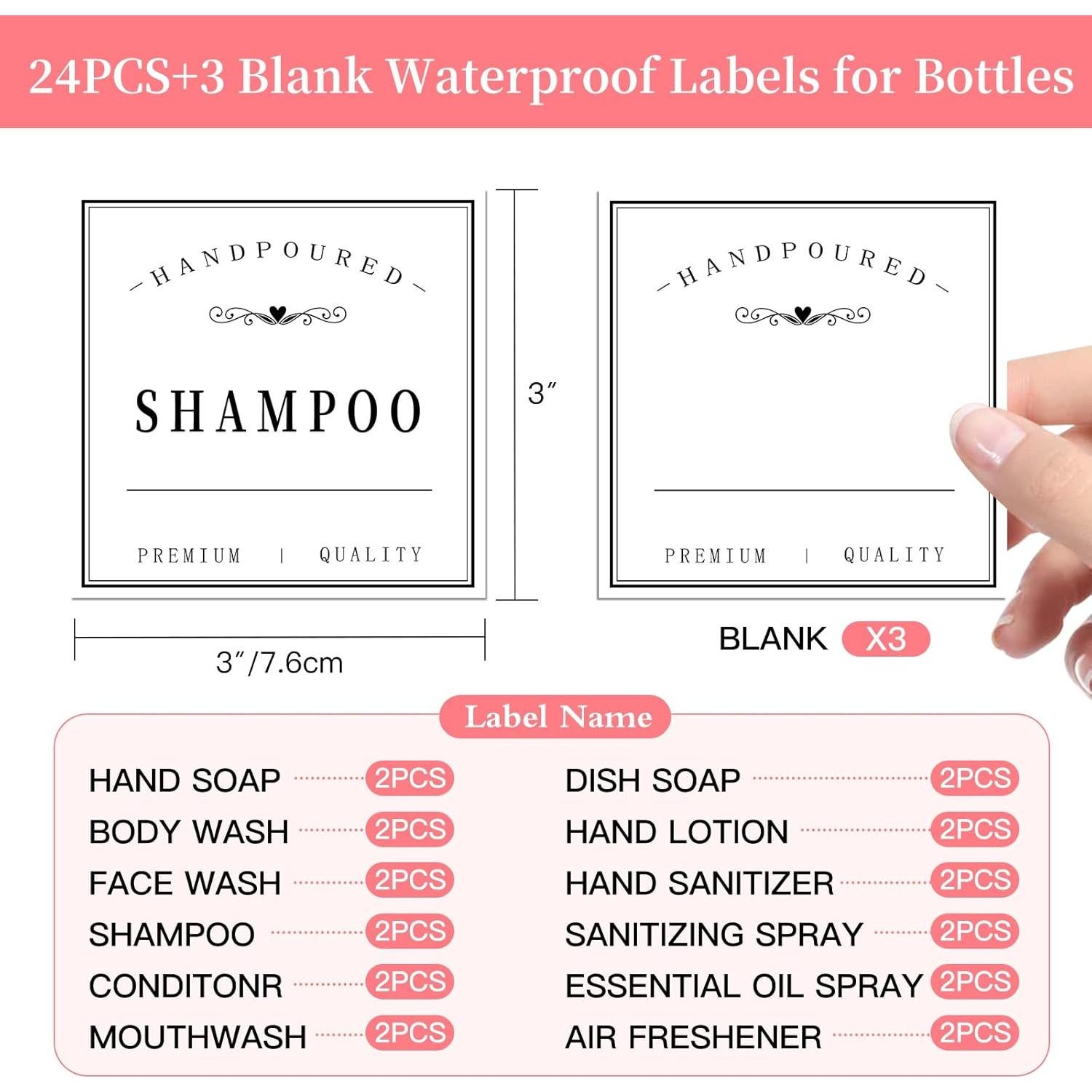 27 Etiquetas Impermeables Blancas HVSWLY para Botellas 7,62cm