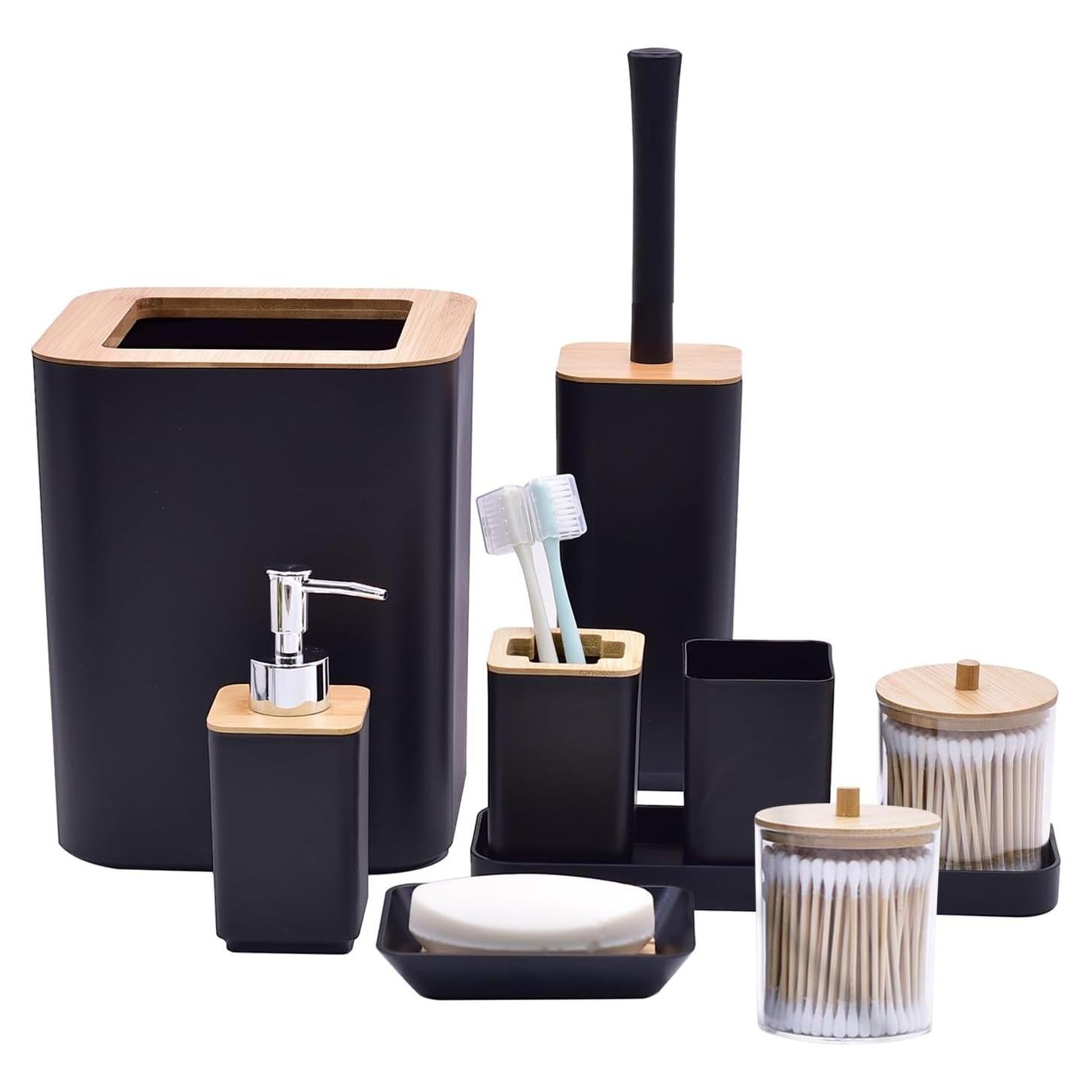 Juego de Accesorios de Baño FAMKIT Negro 9 Piezas