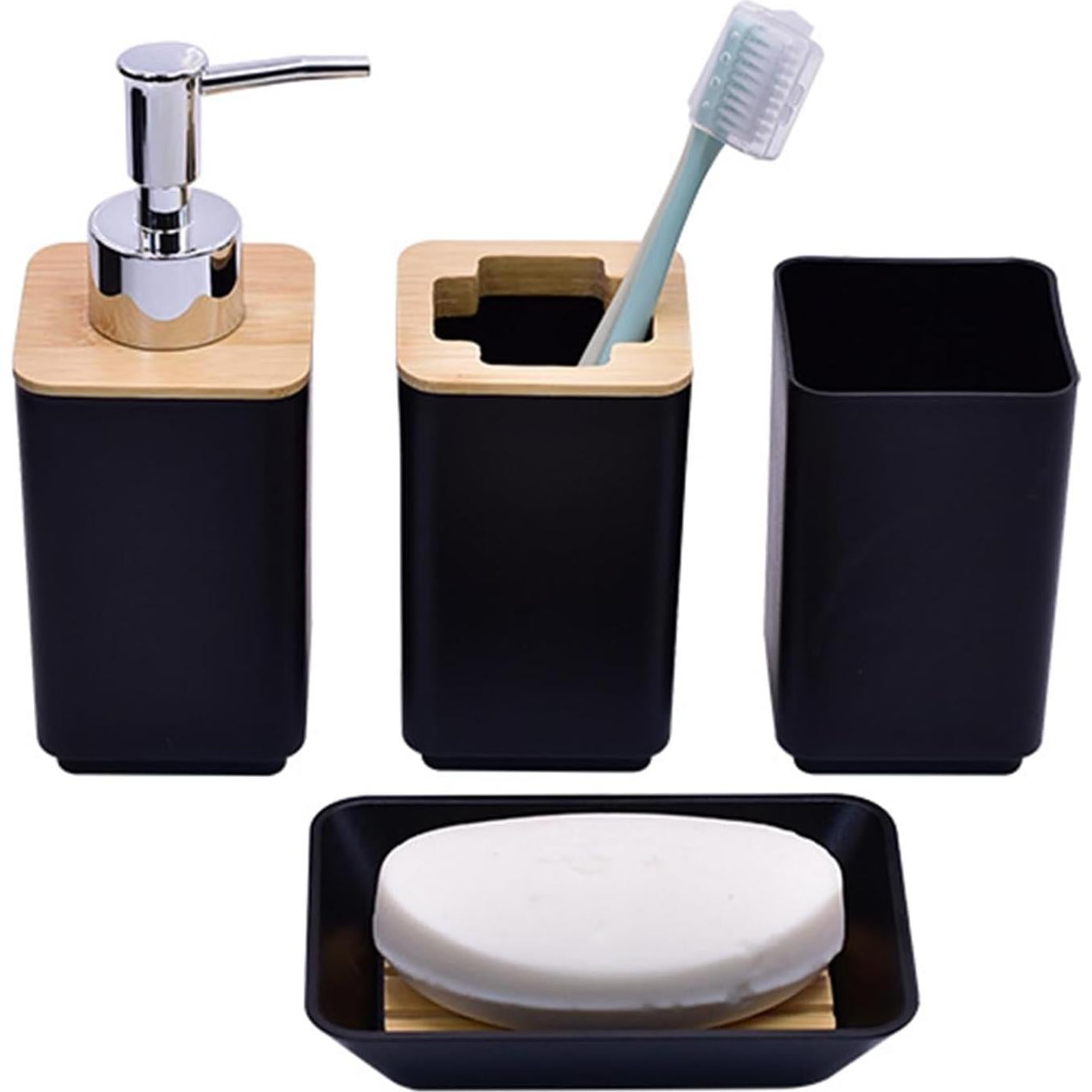 Juego de Accesorios de Baño FAMKIT Negro 9 Piezas