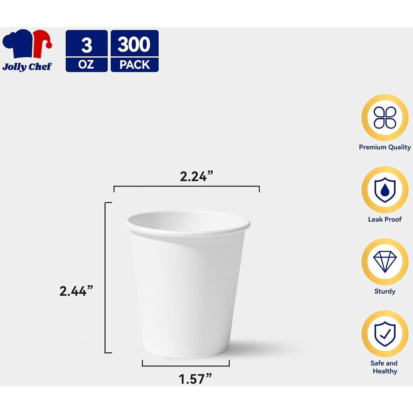 Tazas de Papel Desechables JOLLY CHEF 3oz 300 Paquetes