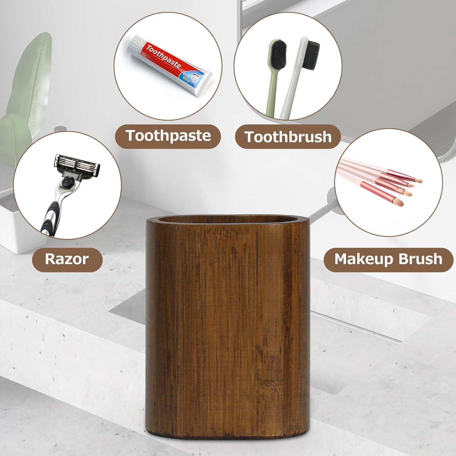 Juego de Accesorios de Baño 4 Piezas Bambú Carbonizado