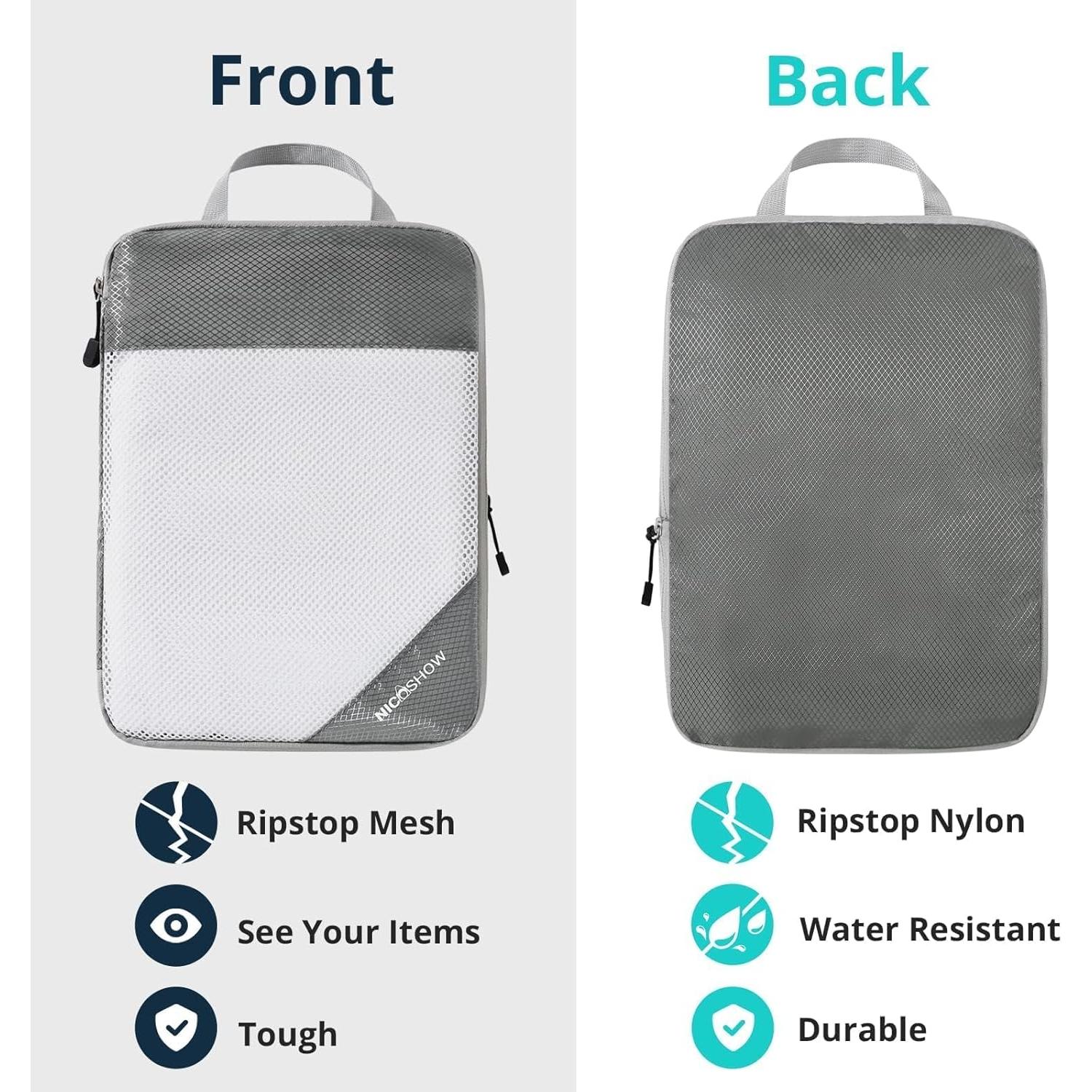 Set de 6 Cubos de Compresión NICOSHOW para Viaje Gris