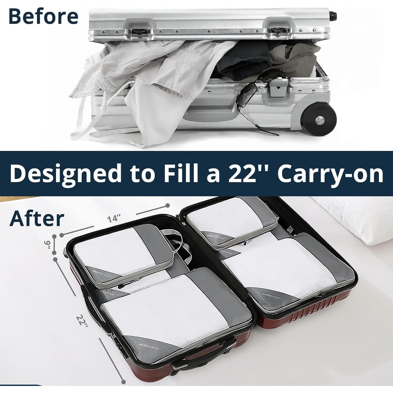 Set de 6 Cubos de Compresión NICOSHOW para Viaje Gris