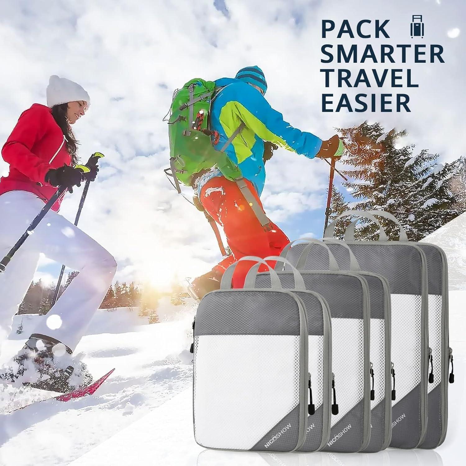 Set de 6 Cubos de Compresión NICOSHOW para Viaje Gris