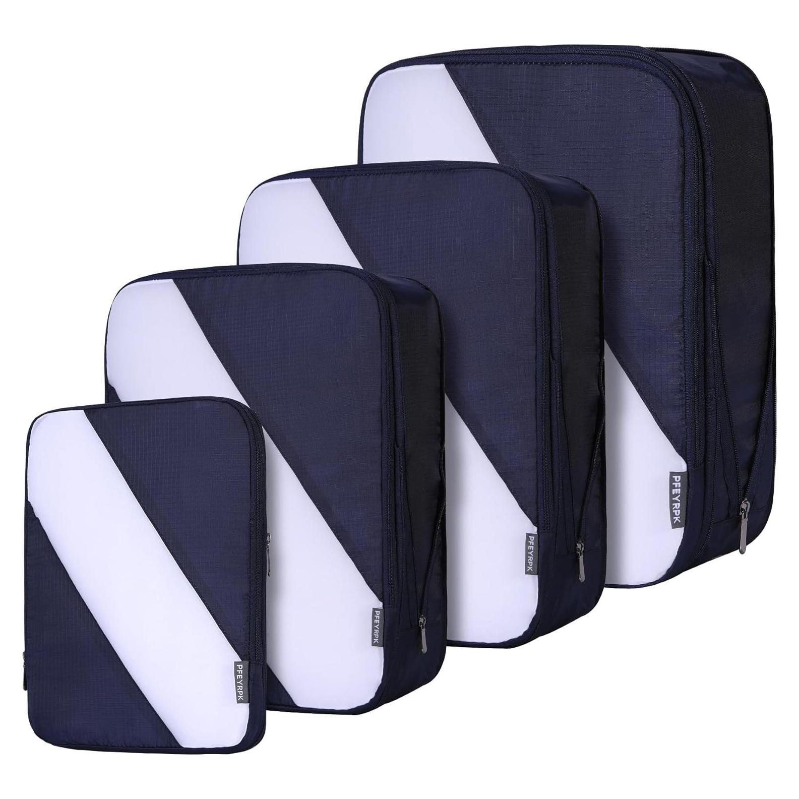 Juego de 6 Cubos de Empaque Compresibles PFEYRPK Negro