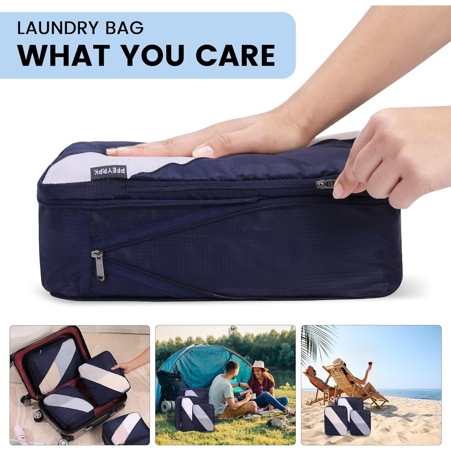 Juego de 6 Cubos de Empaque Compresibles PFEYRPK Negro