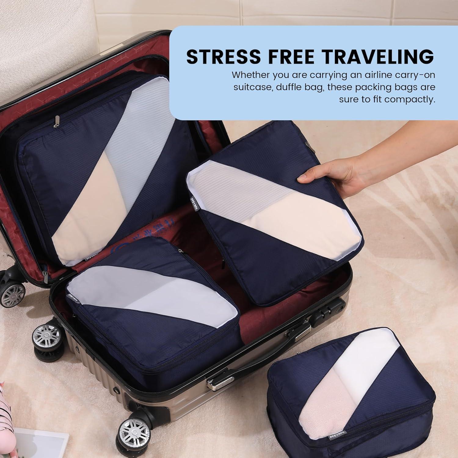 Juego de 6 Cubos de Empaque Compresibles PFEYRPK Negro