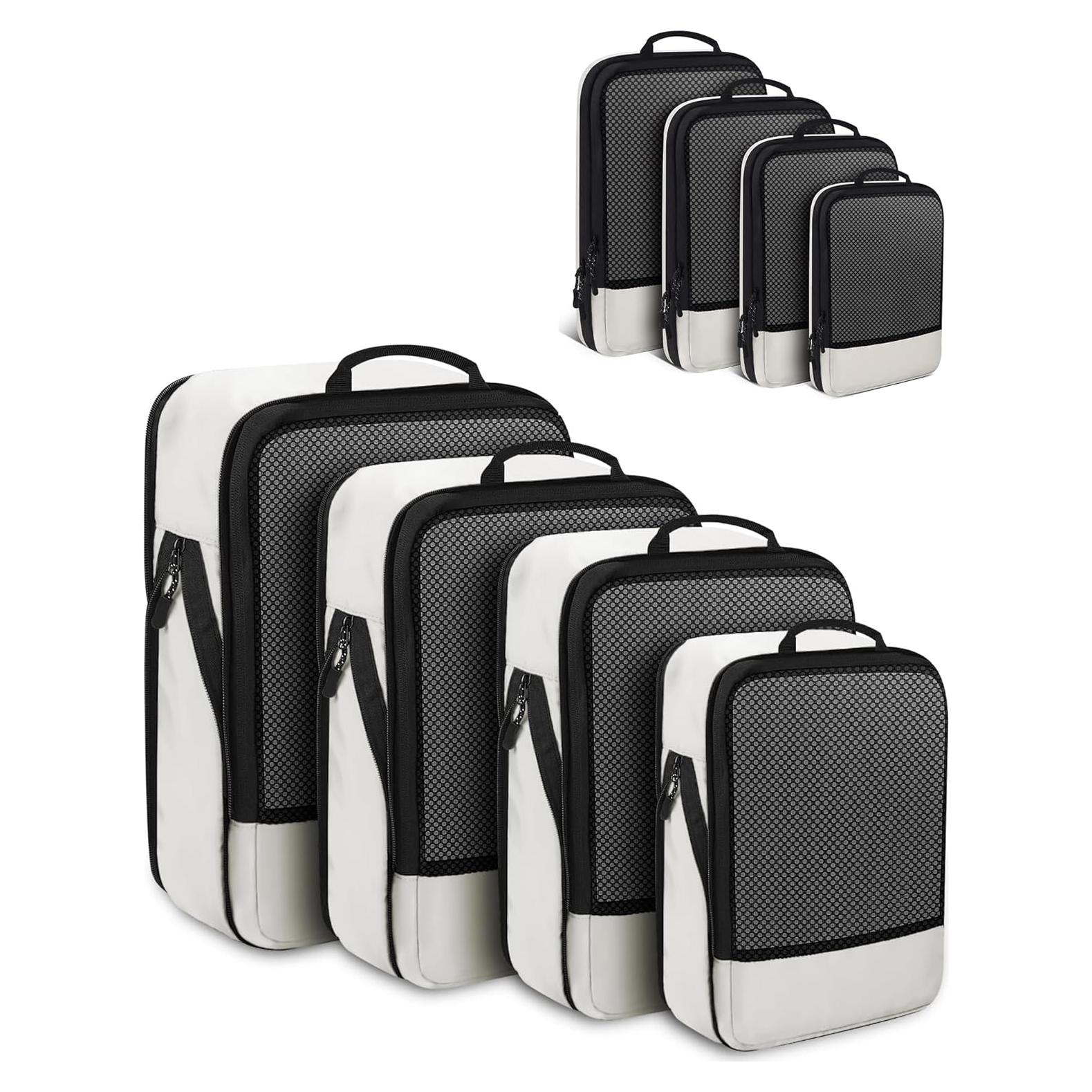 Juego de 4 Cubos de Compresión SDGFUI Beige para Viaje