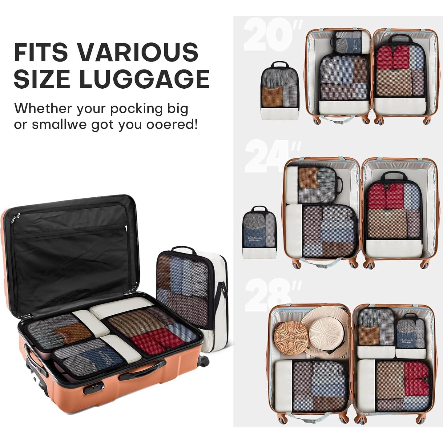 Juego de 4 Cubos de Compresión SDGFUI Beige para Viaje